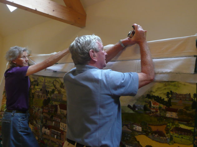 The panel is transferred to the oak frame, Charles Clayson and Rosemary Ryder 