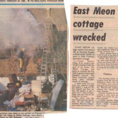 February 1996, the thatch at The White Cottage caught fire. It was occupied by Commander Ronald Page; villagers helped him evacuate his furniture. |  Portsmouth News