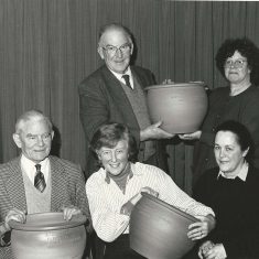 Garden Club urns 1992, Garden Club urns, 1992, Peter Street, Jackie wilson, front row Adrian Pelly, Susan Hull, Monique Aldridge