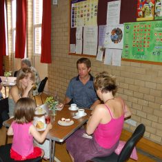 Tea_tables Tea is served in the Village Hall