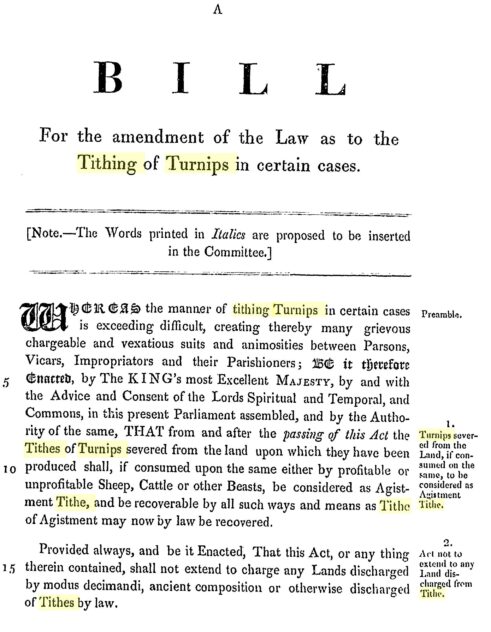 Act-for-the-Tithing-of-Turnips Tithes and Turnips